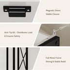 Over The Toilet Storage Cabinet with Rattan Doors, Bathroom Organizer with Adjustable Shelf, Metal Frame & Anti-Tip Device, Space-Saving Wood Cabinet for Bathrooms, Laundry Room, White