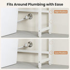 Over The Toilet Storage Rack, Bathroom Organizer with 3 Shelves & Basket, Space Saver Over Toilet Shelf with Adjustable Hooks, White