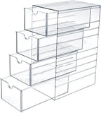 Hipiwe Plastic Drawer Organizer Clear Hair Accessories Organizer Box with 4 Pull Out Drawer Compact Storage Box for Cabinet Vanity Bathroom Pantry Office or Closet Organization