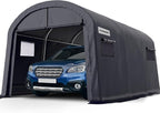KING BIRD 10' x 15' Round Style Garage Shelter Heavy Duty Storage Shelter Carport Portable Canopy Shed with Roll-up Ventilated Windows for Boat, Patio Furniture and Lawn Mower-Dark Gray
