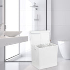Simple Houseware Double Laundry Hamper with Lid and Removable Bags, White