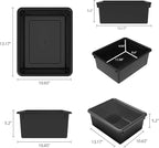 Storex Letter Size Deep Storage Tray – Organizer Bin with Non-Snap Lid for Classroom, Office and Home, Black, 5-Pack (62543A05C), 10 x 13 x 5 Inches