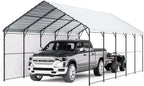 VEVOR Heavy Duty Metal Carport, 13' x 26' Outdoor Carport with Galvanized Steel Frame & Roof, Car Tent Garage Shade with Removable Sidewalls, Multi-Use Car Shelter for Pickup, Boat, Car & Tractors