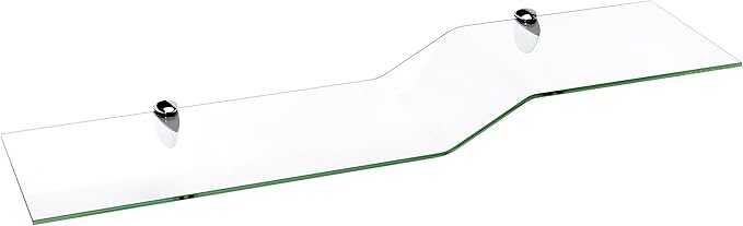 Spancraft Glass Sparrow8x32-Chrome Sparrow Bent Glass Shelf, Chrome Bracket, 8" x 32"