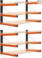 Wefaith Wood Organizer Lumber Storage Rack Wall Mount - Heavy Duty Metal Cantilever Shelves With 3-Level Holds Up 600 Lbs,Indoor & Outdoor Wood Storage Racks For Garage Woodshops Workshops - 4 Pack