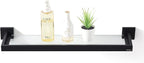 Bathroom Shelf, Glass Shelf for Bathroom, 22.32 Inch Large, 8mm Extra Thick Tempered Glass Shelves Wall Mounted, Square Modern Rectangular, Matte Black,No Assembly, 071090-MB