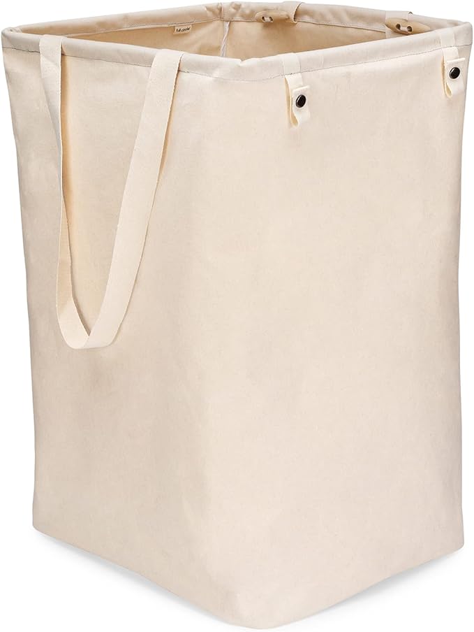 Full Circle Loads of Fun Collapsible Laundry Bag – Pop-Up Laundry Basket for Dirty Clothes & Towels– Organic Cotton with Long Handles - Ideal for Travel & Collapsing - Perfect for Bedroom or Dorm
