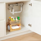 Extra-Large Top-Loading Garbage Bag Holder Dispenser, Bamboo Trash Bag Organizer for Costco-Sized 13-33 Gallon Jumbo Rolls, Under-Sink, Wall-Mounted Storage for Kitchen & Garage