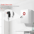 Locking Medicine Cabinet Wall-Mount: Storage Cabinet with Lock & Key - White Metal First Aid Kits for Family Safety and Childproofing