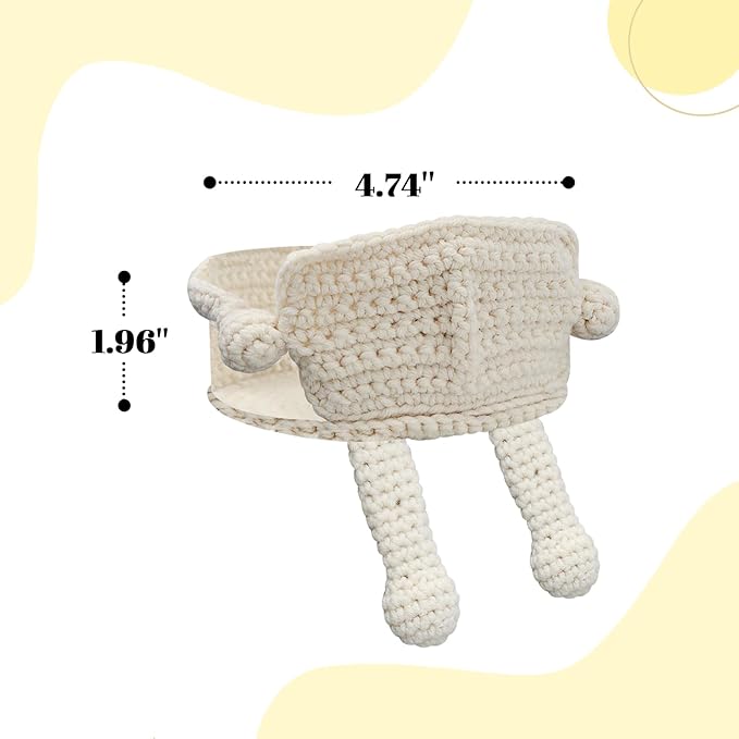 Crochet Toilet Paper Holder, Funny Toilet Paper Holder Free Standing Bathroom Set, Tissue Paper Storage, Cute Bathroom Decor (White)