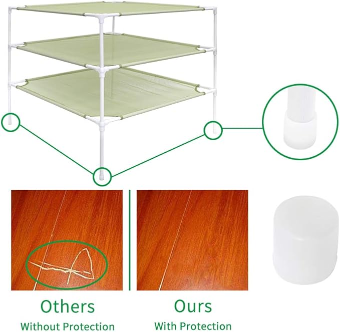 Growsun Sweater Drying Rack 6-Layer Stackable Cloth Mesh Dry Net,Green(Connector Updated)