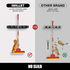 IMILLET Mop and Broom Holder, Wall Mounted Organizer-Mop and broom Storage Tool Rack with 5 Ball Slots and 6 Hooks (Black)