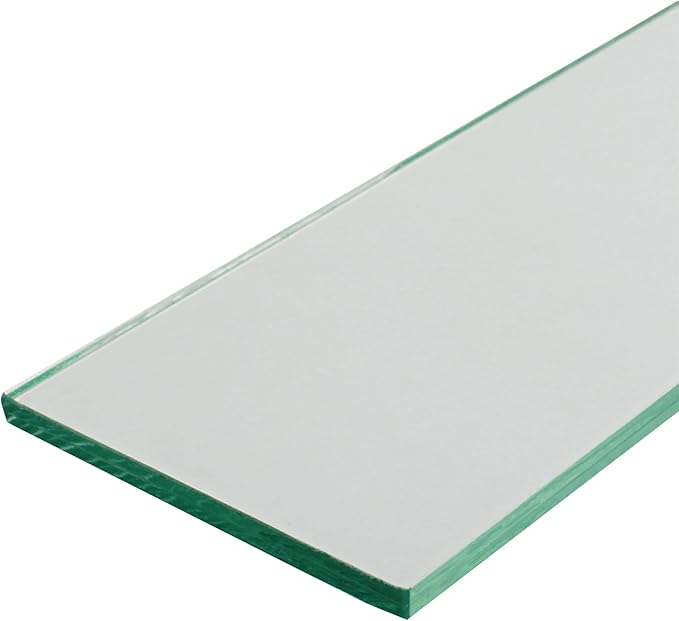 M-D Glass Shelf | Tempered Bathroom Shelf 12" x 3-3/8" | Ultra Slim, Break-Resistant, Easy Install | Modern DIY Storage Décor & Organization
