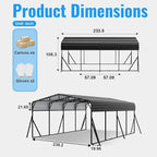 20X20FT Heavy Duty Carport, Metal Carport with Reinforced Frame & Side Support Poles for All-Weather, Large Outdoor Car Port Suitable for Parking Pickup, Boat, Car, and Tractor