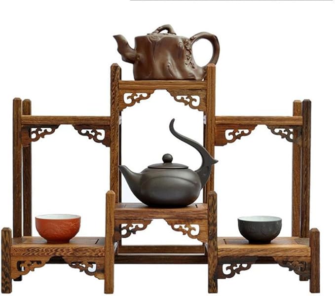 NWFashion Chinese Wooden Assemble Display Stand Symmetric Short Floor Curio Cabinets Shelf (1)