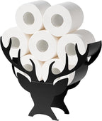 Antler Animal Decorative Toilet Paper Holder Stand,Metal FreeStanding Toilet Paper Holder for 8 Roll,Toliet Paper Roll Storage Organizer,Bathroom Farmhouse Decor Floor Accessories Rack