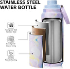 GREYLOCK 40 oz Insulated Water Bottle with Straw Lid, Leakproof Reusable Stainless Steel Vacuum Flask, 24hr Cold & Hot, Carry Handle & Silicone Spout, BPA-Free for Gym, Hiking, Travel,Purple
