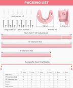 Closet Rods for Hanging Clothes, 17 to 84 Inches Stepless Adjustable Metal Closet Rod, 1.3 Inches Heavy Duty Clothes Hanging Rod for Closet Wardrobes Laundry RV, Pink