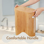 Gobam Bamboo Toilet Paper Storage with Dual-Use Lid, Freestanding Bathroom Tissue Organizer with Viewing Slot, Built-In Handle, Anti-Slip Base, Compact Toilet Paper Holder Stand for up to 6 Mega Rolls