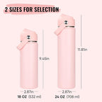 18oz Insulated Stainless Steel Water Bottle, Wide Mouth Double Wall Vacuum, Silicone Straw, Sweat & Leak Proof, BPA Free Insulated Water Flask for Travel, Keep Cold 24h Hot 12h, Coral Pink