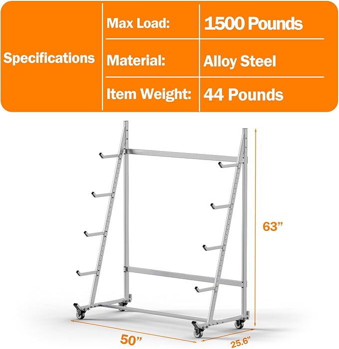 Heavy Duty Horizontal Storage Rack with 3 Inch Wheels 2 Fixed & 2 Swivel, Mobile Material Handling Conduit Pipe Rack Holds up to 2000lbs, 4.2ft x 2.1ft x 5.2ft