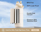 POWCAN 40 oz Insulated Water Bottle with 2-in-1 Straw and Spout Lid, Keep Cold 24H, Leak-Proof, BPA-Free, Double Wall Stainless Steel Water Bottle for Sports, Gym, Travel, and School (Mousse)