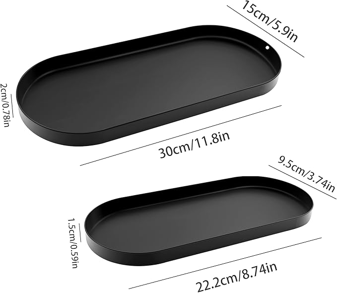 Toilet Tank Tray Bathroom Tray for Counter Top Organizer Black Metal Toilet Paper Basket Storage Toiletries Organizer for Bathroom, Living Room and Kitchen