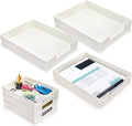 3 Pack Letter Tray, Plastic Stackable A4 Paper Trays, Rectangular Desk Drawer Organizer, File Holder for Desktop, Office Supplies Storage, White