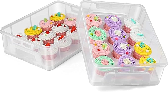 FEOOWV 3 Tier Cupcake Carrier with Lid,Holds 36 Cupcakes or 3 Large Cakes Food Transporter Container with 3 Tier Stackable Layer Insert