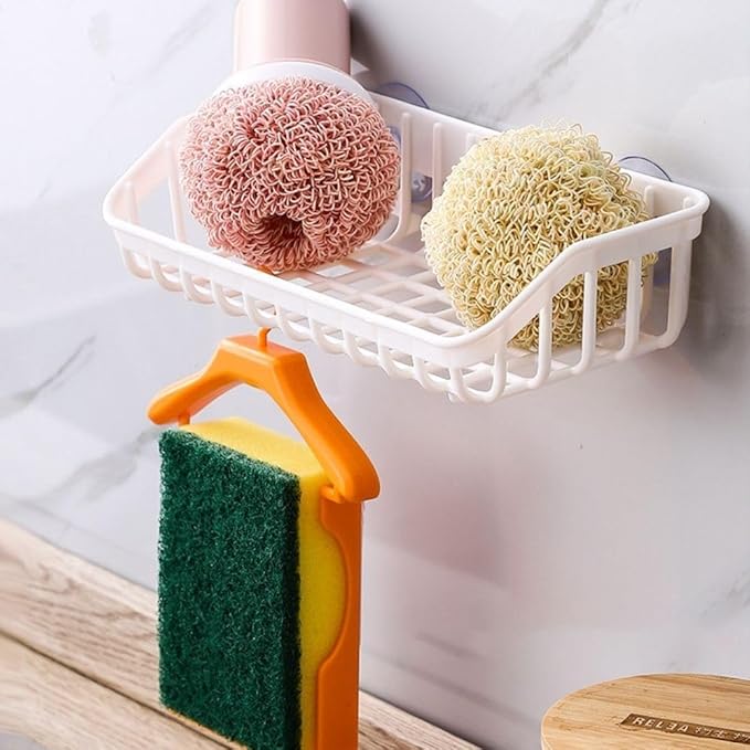 Pink Multifunctional Drain Rack,Hanging Storage Rack Drain Rack Sink Shelf Suction Cup Dishwashing Soap Sponge Holder for Kitchen Accessories Racks and Holders