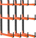 27" Lengthened Lumber Storage Rack, 6-Hole Adjustable Wall Mount Wood Organizer Storage Metal Shelves for Garage (4 Pack)