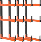 27" Lengthened Lumber Storage Rack, 6-Hole Adjustable Wall Mount Wood Organizer Storage Metal Shelves for Garage (4 Pack)
