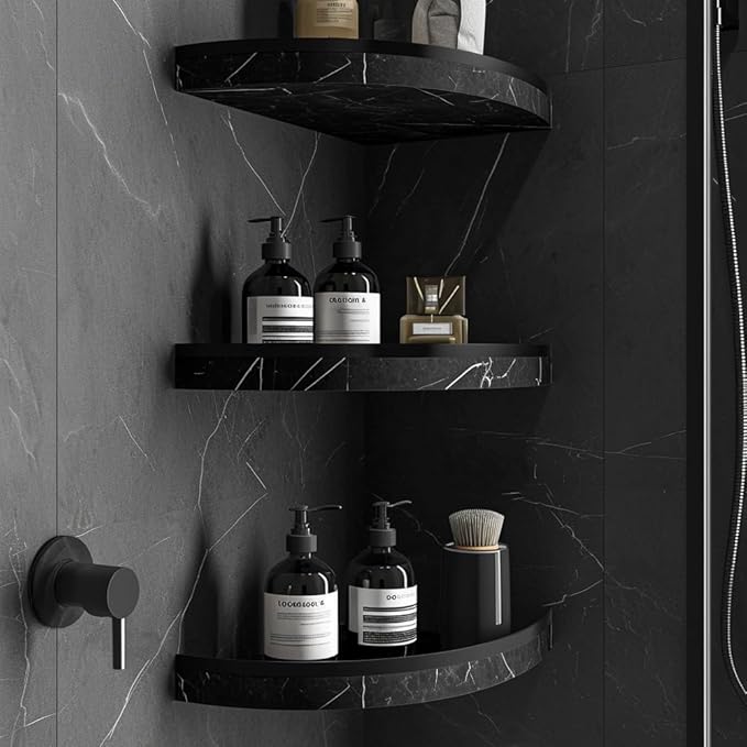 9'' x 9'' x 0.75 Thickness Premium Marble Corner Shelves for Bathroom Wall (Light Travertine)