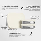 Leak Proof Stainless Steel Lunch Box Containers, 27 OZ , Stainless Steel Bento Box , Metal Lunch Box, Sandwich & Snack Containers , SIlicone Lids , Korean Style,Small Vanilla ( 1 x 27oz + 2 x 6.5 OZ )