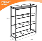 5 Gallon Water Dispenser Jug Holder with Top Shelf Heavy Duty Water Cooler Jug Rack and 4 Tier Water Storage Rack with 9 Slots for Gallon Jugs (Black)