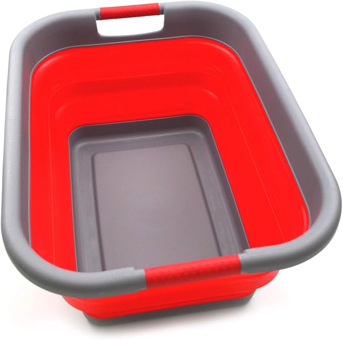 SAMMART 41L(10.8 gallon) Collapsible Plastic Laundry Basket-Foldable Pop Up Storage Container-Portable Washing Tub-Space Saving Basket,Water capacity 31L(8.2 gallon)
