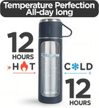 Blue Vacuum Flask Gift Set, Stainless Steel Insulated Water Bottle w/ 3 Cups, Hot & Cold Drinks Coffee Thermo Water Bottle, Reusable Thermal Cup for Outdoor Camping Travel, Termos para Agua Fria, 17oz