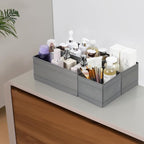 Washable Cloth Drawer Organizer, Set of 4 Foldable Sock Dresser Drawer Organizers Storage Boxes, Fabric Storage Boxes Closet Cabinet Organizer for Clothes (Gray, S+2M+L)