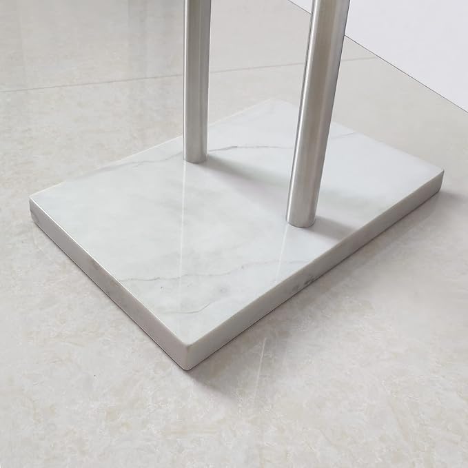 40.3 Inch Standing Towel Rack Bath Sheet Holder with Marble Design Base for Bathroom Floor 2 Tier Towel Holder Stand 304 Stainless Steel Brushed Nickel(Same Height)