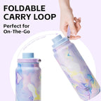 GREYLOCK 40 oz Insulated Water Bottle with Straw Lid, Leakproof Reusable Stainless Steel Vacuum Flask, 24hr Cold & Hot, Carry Handle & Silicone Spout, BPA-Free for Gym, Hiking, Travel,Purple