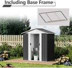 Heavy-Duty Outdoor Garden Shed with Aluminum Alloy Frame, Hinged Door, and Stable Foundation for Secure Storage (5x3 Feet Grey with Metal Base)