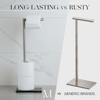 MARMOLUX ACC Free Standing Brushed Nickel Toilet Paper Holder Stand - 4 Jumbo Roll Bathroom Hardware - Standing Toilet Paper Holder - Stainless Steel Toilet Paper Stand - Brushed Steel/Black Marble