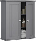 Meilocar Bathroom Wall Cabinet, Bathroom Cabinet Wall Mount, Over Toilet Space Saver Storage Cabinets Wall Mounted, Wood Medicine Cabinets with Doors, Grey