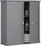 Meilocar Bathroom Wall Cabinet, Bathroom Cabinet Wall Mount, Over Toilet Space Saver Storage Cabinets Wall Mounted, Wood Medicine Cabinets with Doors, Grey
