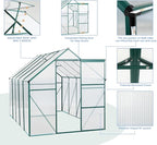 Polycarbonate Greenhouse with Rain Gutter and Roof Vent, Raised Base and Anchor Aluminum Heavy Duty Walk-in Green House, Outdoor Patio Sunroom with Sliding Door (Green, 122.44*74.8*76.77in)