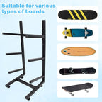 Steel Skateboard Rack Floor Stand, 3-Layer Skateboard Holder,Snowboard Storage Rack, Skateboard Holder Floor for Deck,Longboard,Snowboard, Standard Skateboards, Mini Cruiser Skateboard