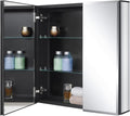 Fundin Black Aluminum Medicine Cabinet 24 x 24 Inch Recessed or Surface Mount, with Double Door and Adjustable Shelves.