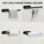 YeeBeny Black Paper Towel Holder Kitchen Roll Holder, Paper Towel Holder - Self Adhesive or Drilling, Under Cabinet Paper Towel Rack, Wall Mounted Paper Towel(Black)