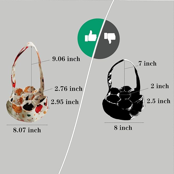 UKJENT Egg Collecting Basket, 7 Pouches Large Chicken Egg Gathering Basket, Machine Washable, Hold Different Size Eggs Collection Carrier Bag, Duck Goose Quail Fresh Eggs Collector, Farm & Home Use