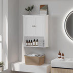 Medicine Cabinet, Over The Toilet Storage Cabinet, 24x30 Inch Wall Mount Bathroom Storage Cabinet with 2 Doors & Adjustable Shelves, Wooden Bathroom Wall Cabinet, White